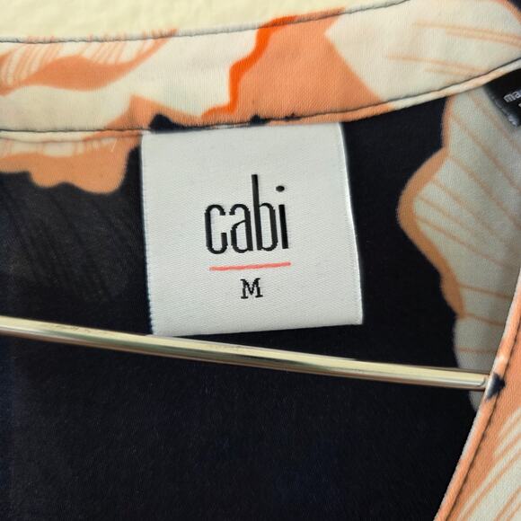 Cabi Floral Sleeveless Layered Top Navy Peach Print Womens Size M Lightweight - Picture 5 of 13